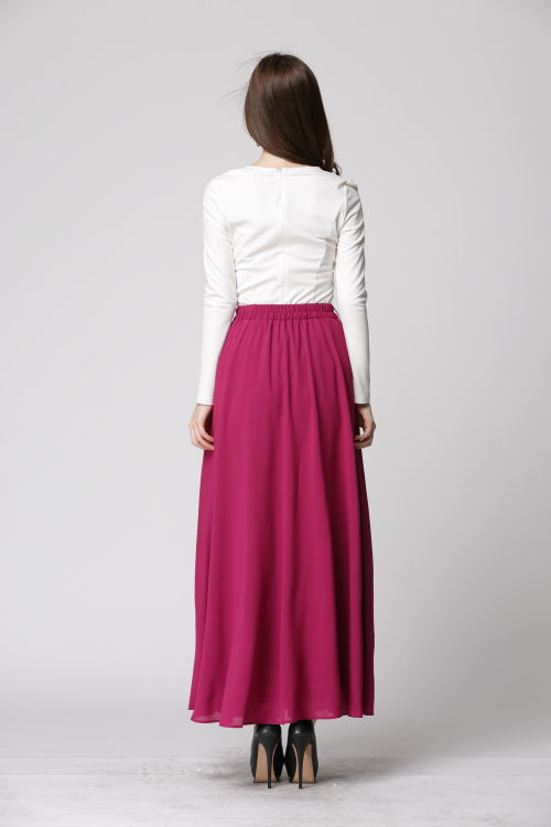 BM71185 WOMEN'S MAXI SKIRT DARK BERRY