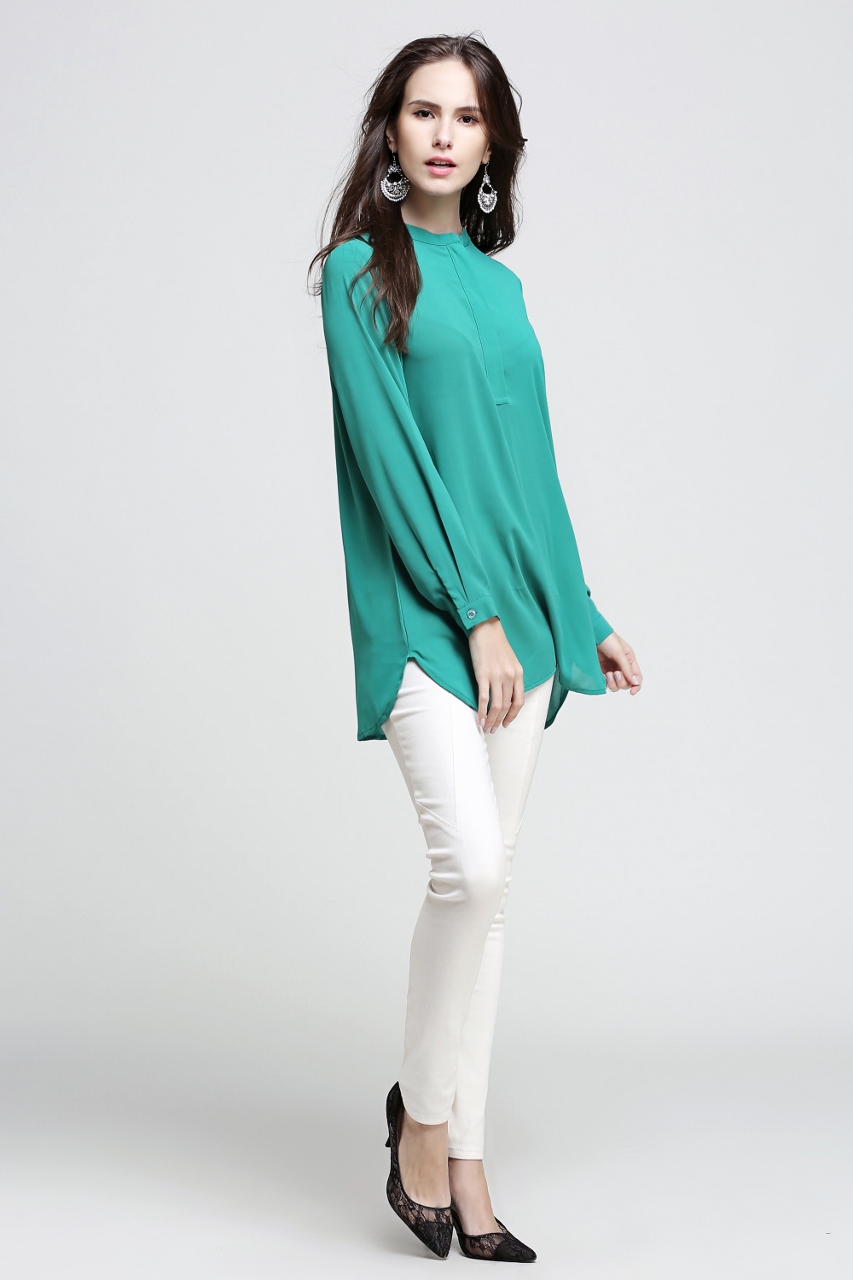 BM71186 WOMEN'S BLOUSE TURQUOISE