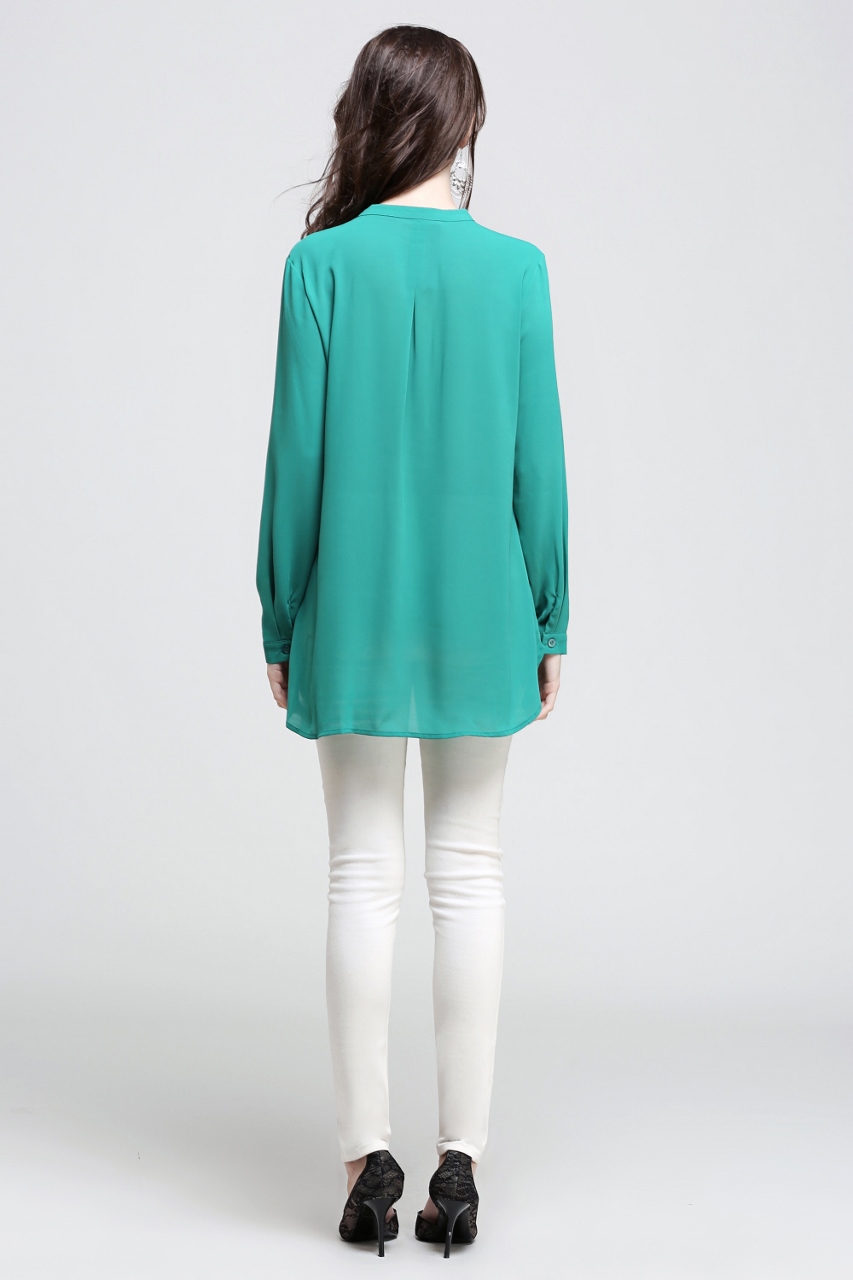 BM71186 WOMEN'S BLOUSE TURQUOISE