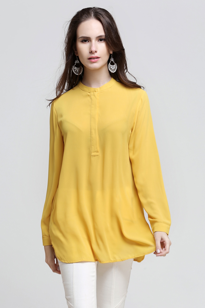 BM71186 WOMEN'S BLOUSE MUSTARD
