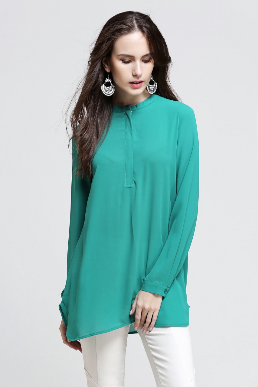 BM71186 WOMEN'S BLOUSE TURQUOISE