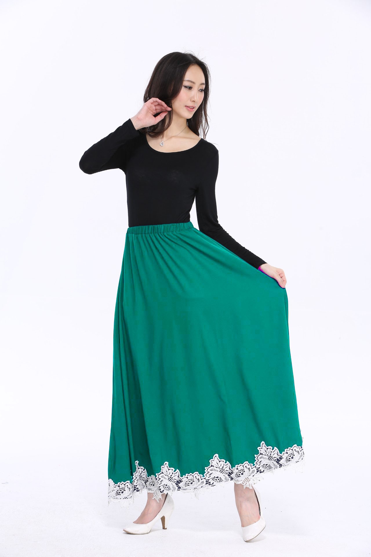 BM71187 CASUAL MAXI SKIRT TURQUOISE