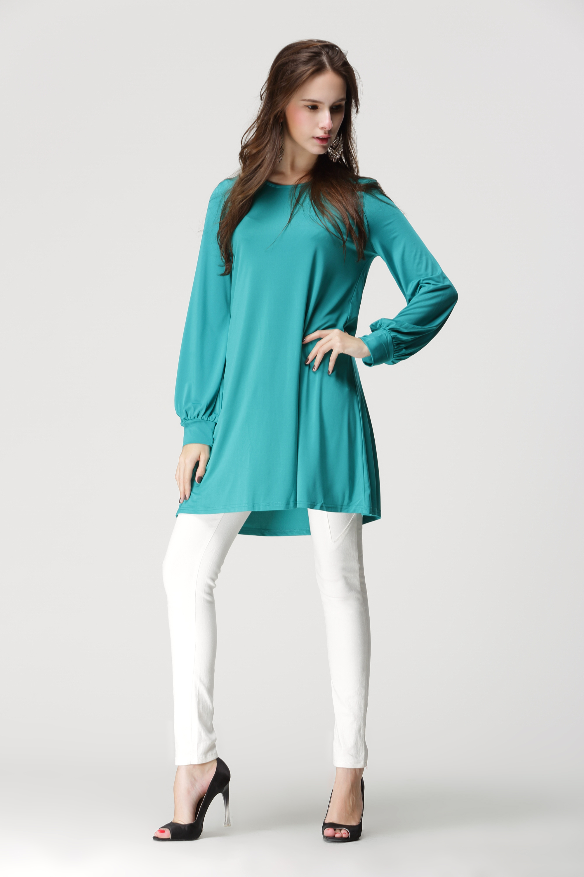 BM71190 PLAIN BLOUSE TURQUOISE