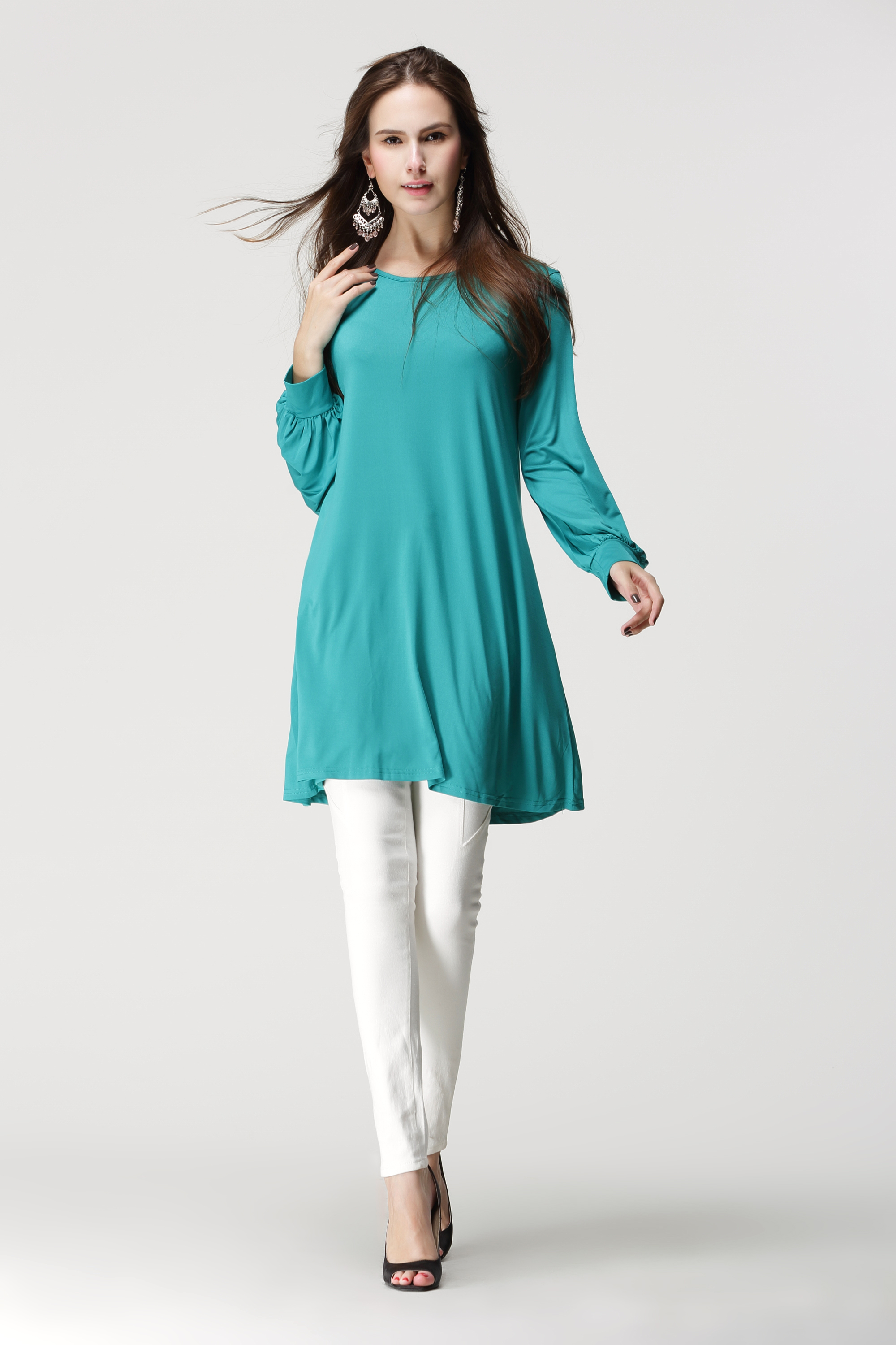 BM71190 PLAIN BLOUSE TURQUOISE