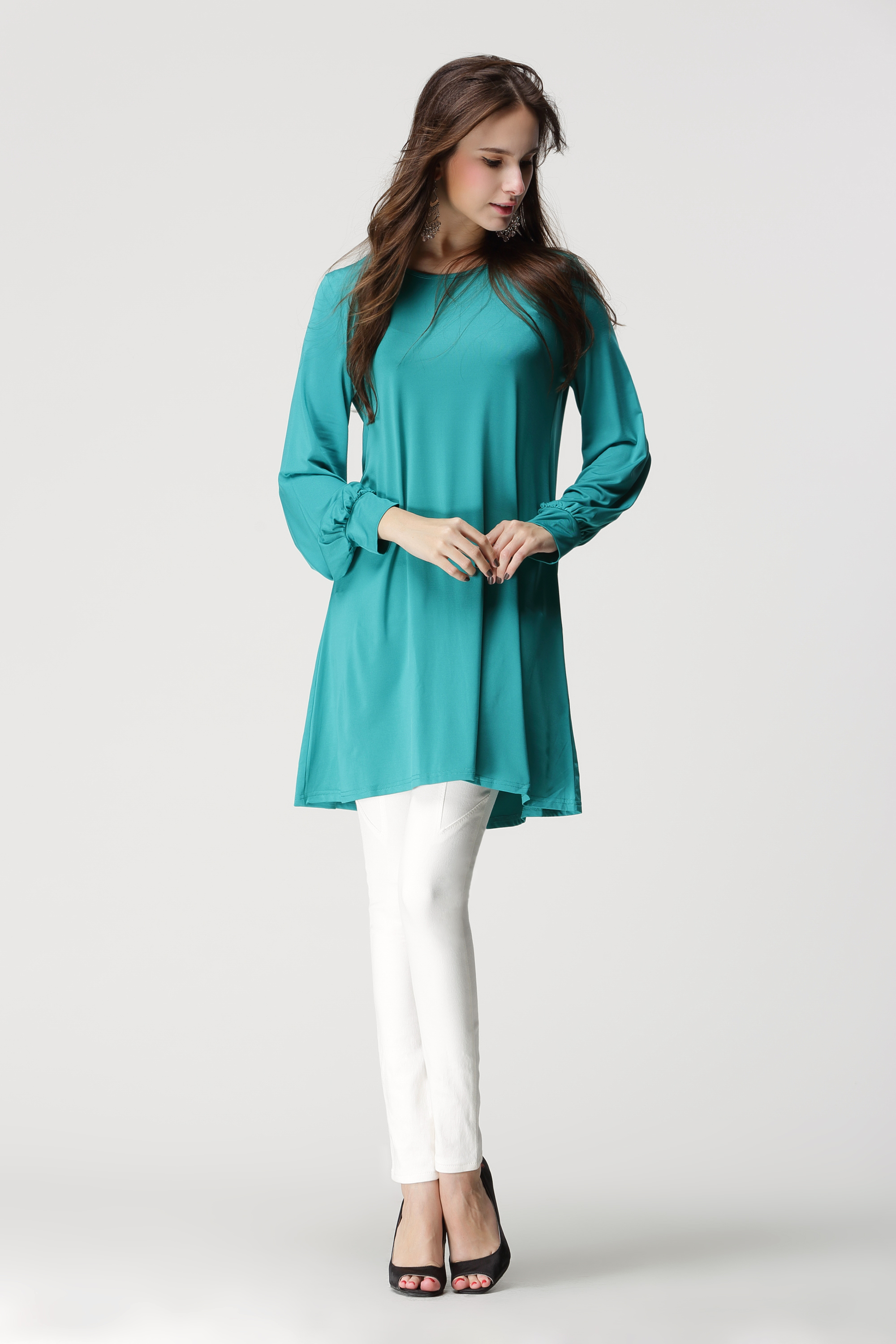 BM71190 PLAIN BLOUSE TURQUOISE