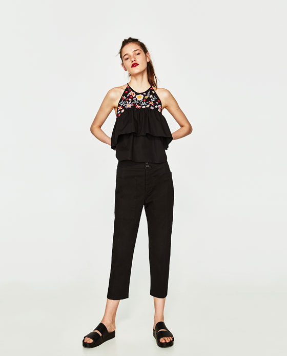 BM71194 SEXY EMBROIDERY TOP BLACK