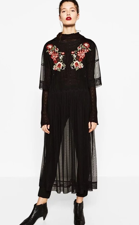 BM71199 EMBROIDERY DRESS BLACK