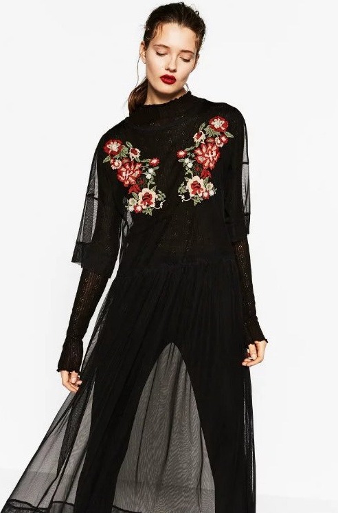 BM71199 EMBROIDERY DRESS BLACK