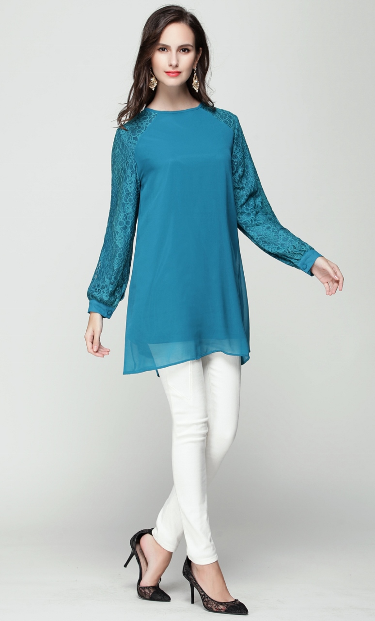 BM71203 WOMEN'S BLOUSE TURQUOISE