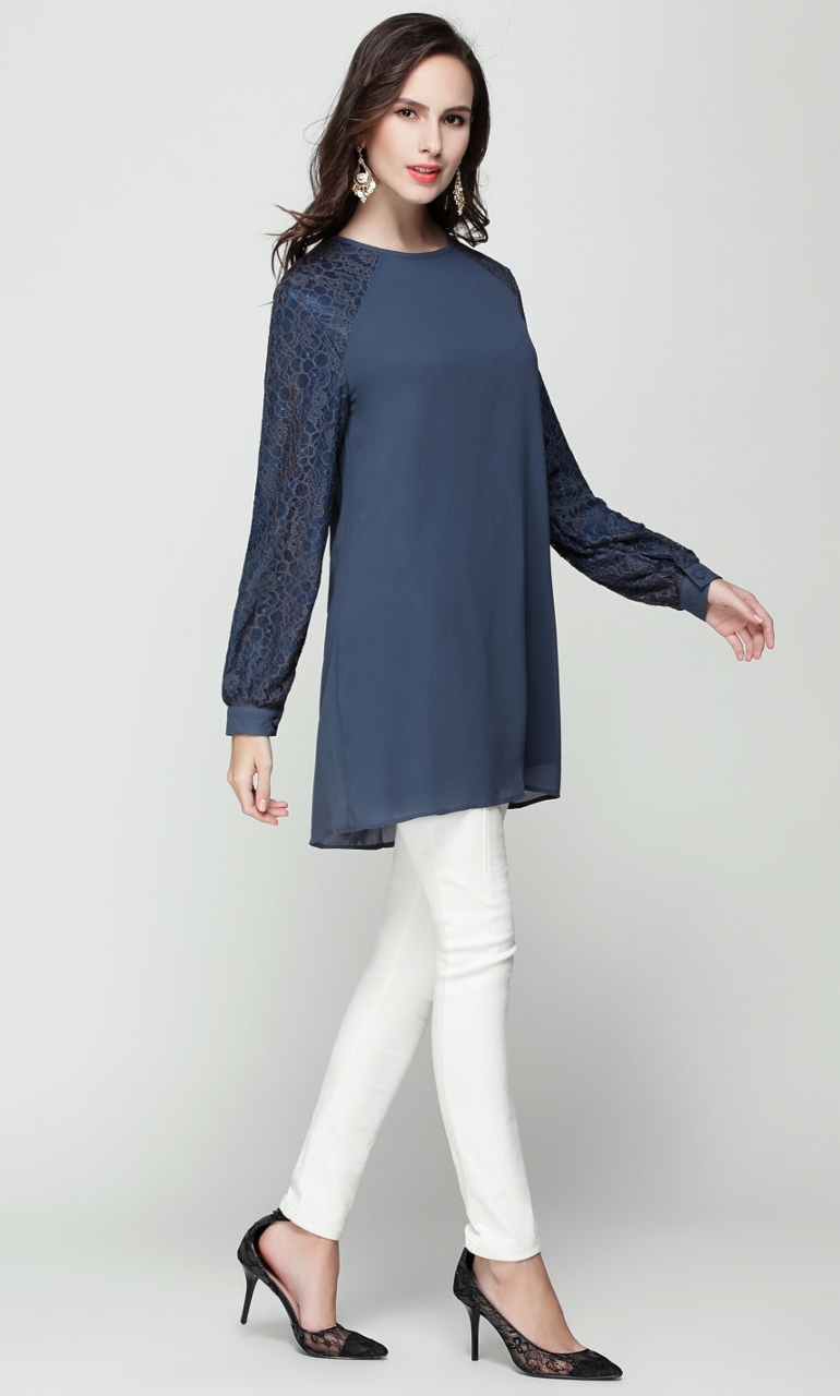 BM71203 WOMEN'S BLOUSE NAVY BLUE