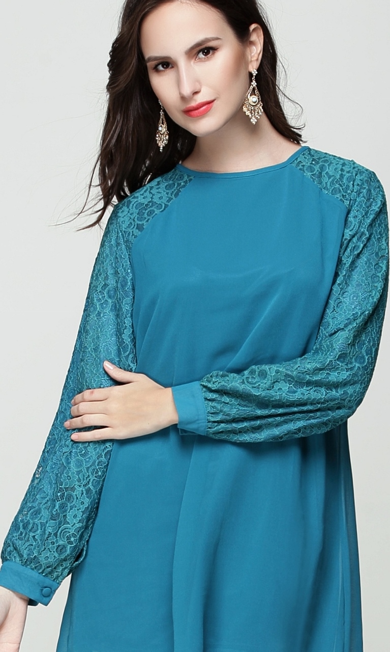 BM71203 WOMEN'S BLOUSE TURQUOISE