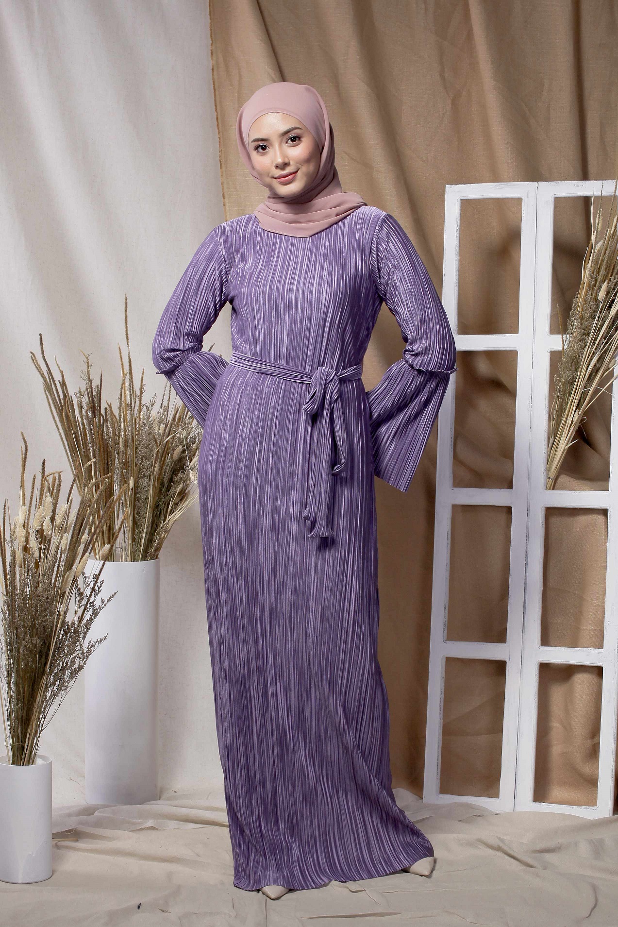 BM71219 PLEATED DRESS LAVENDER