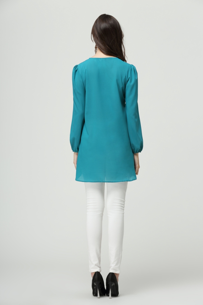 BM71223 WOMEN'S BLOUSE TURQUOISE
