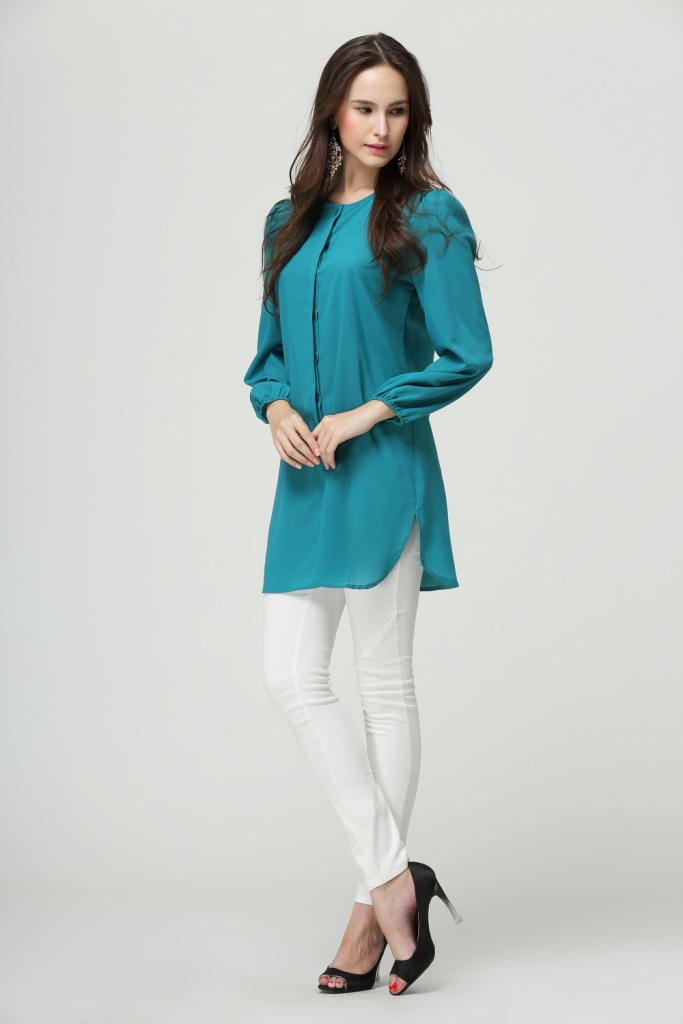 BM71223 WOMEN'S BLOUSE TURQUOISE