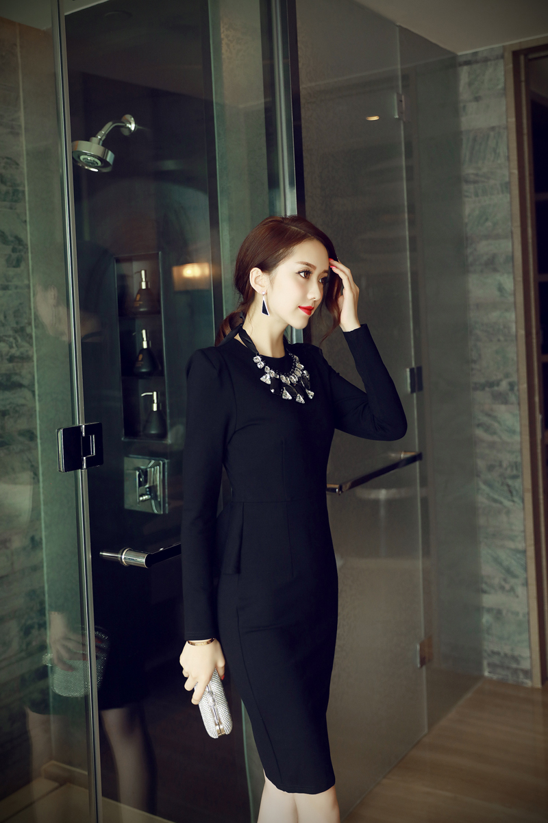 BM71228 KOREAN PEPLUM DRESS BLACK