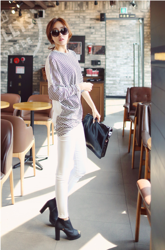 BM71231 CASUAL STRIPE TOP AS PICTURE