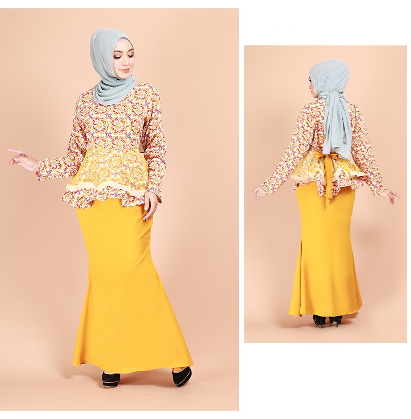 QA-689 PEPLUM KURUNG SET YELLOW