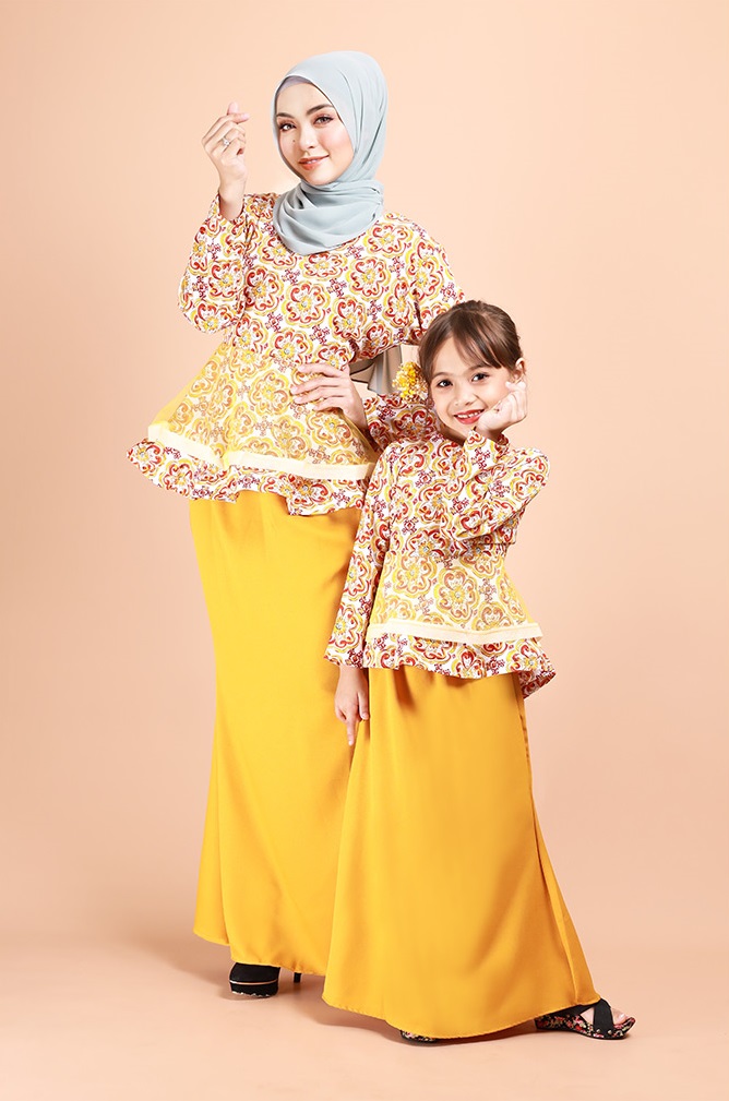 QA-689 PEPLUM KURUNG SET YELLOW