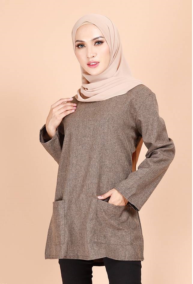 QA-692 BASIC WOMEN'S BLOUSE BROWN