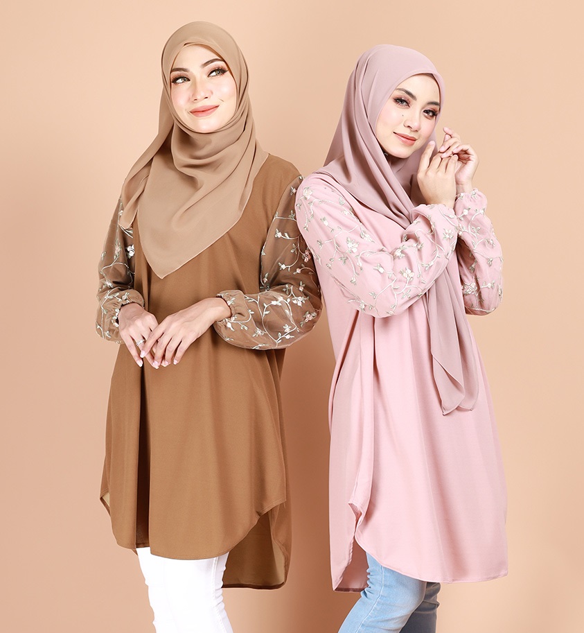 QA-693 MUSLIMAH BLOUSE BROWN