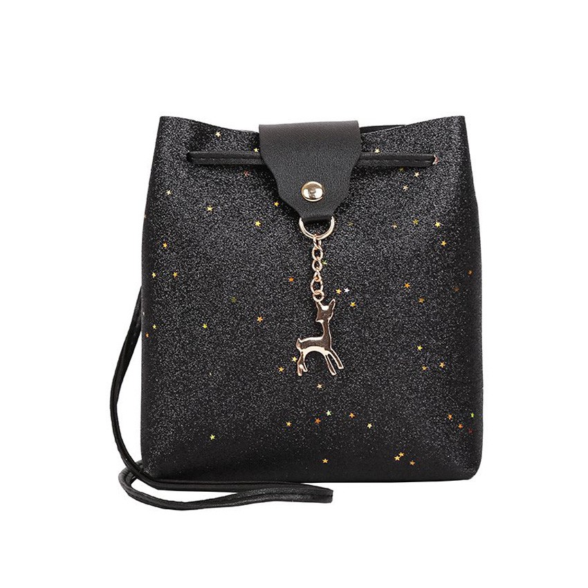 KW80524 GLITTER DEER SLING BAG BLACK