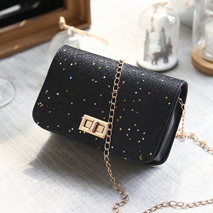 KW80547 GLITTER SLING BAG BLACK