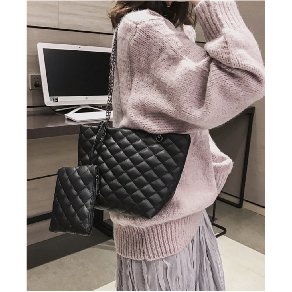 KW80615 2 IN 1 WOMEN'S HANDBAG BLACK