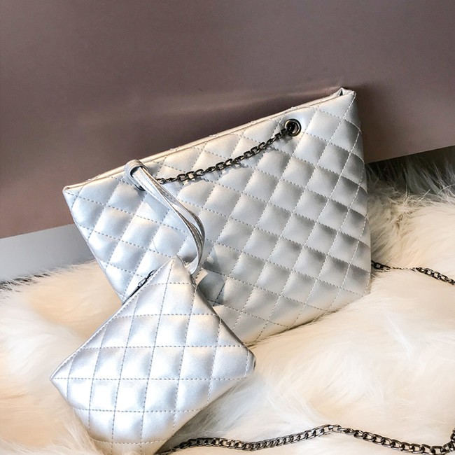 KW80615 2 IN 1 WOMEN'S HANDBAG SILVER