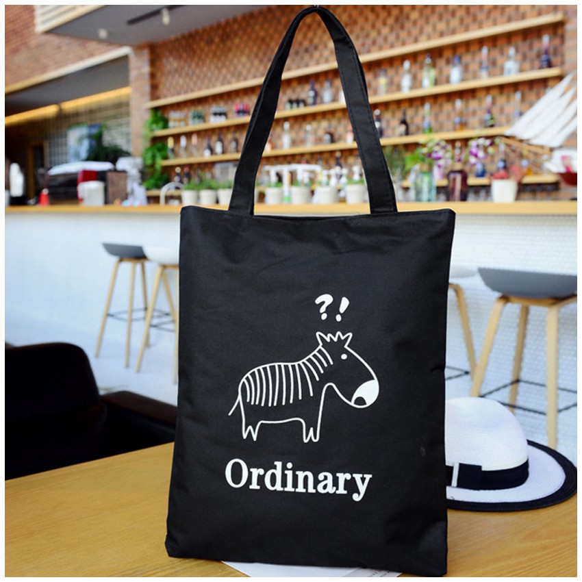 KW80625 CUTE TOTE BAG BLACK  ZEBRA