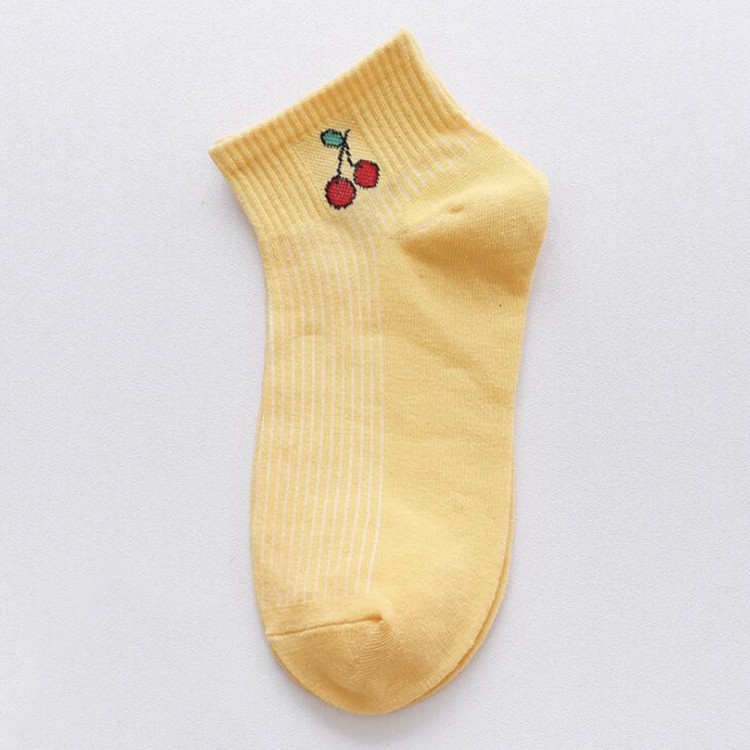 KW80652 ANKLE SOCKS YELLOW CHERRY