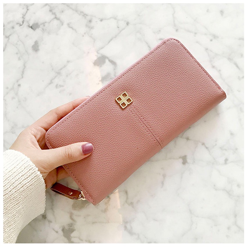 KW80677 LOVELY WOMEN'S LONG PURSE LIGHT PINK