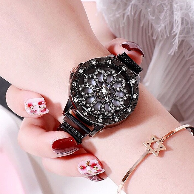 KW80701 ROUND FLOWER WATCHES BLACK