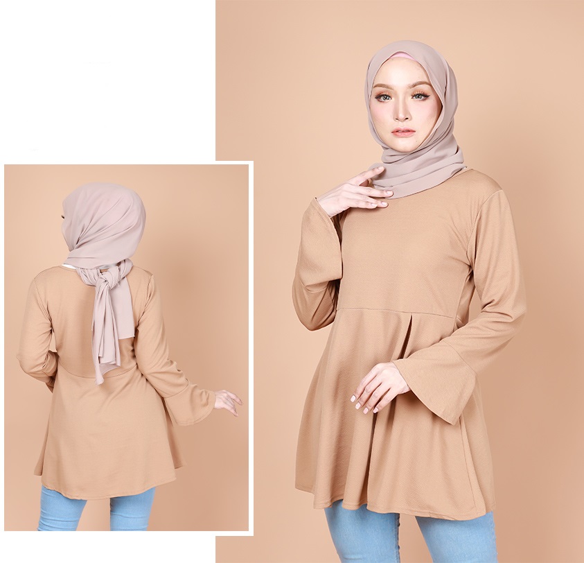 QA-742 TRENDY PLAIN BLOUSE KHAKI