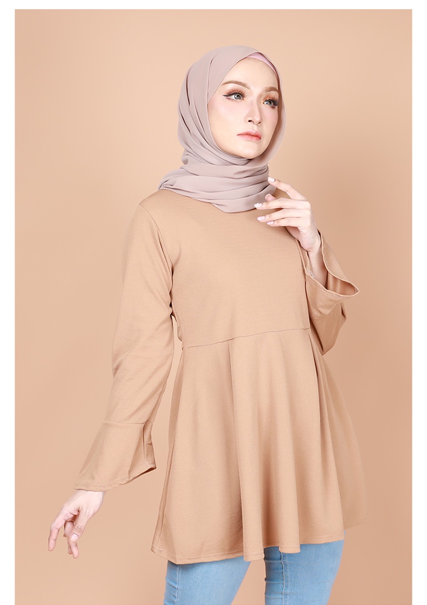 QA-742 TRENDY PLAIN BLOUSE KHAKI