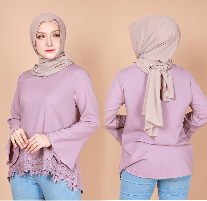 QA-745 FLARE SLEEVES BLOUSE LIGHT PURPLE