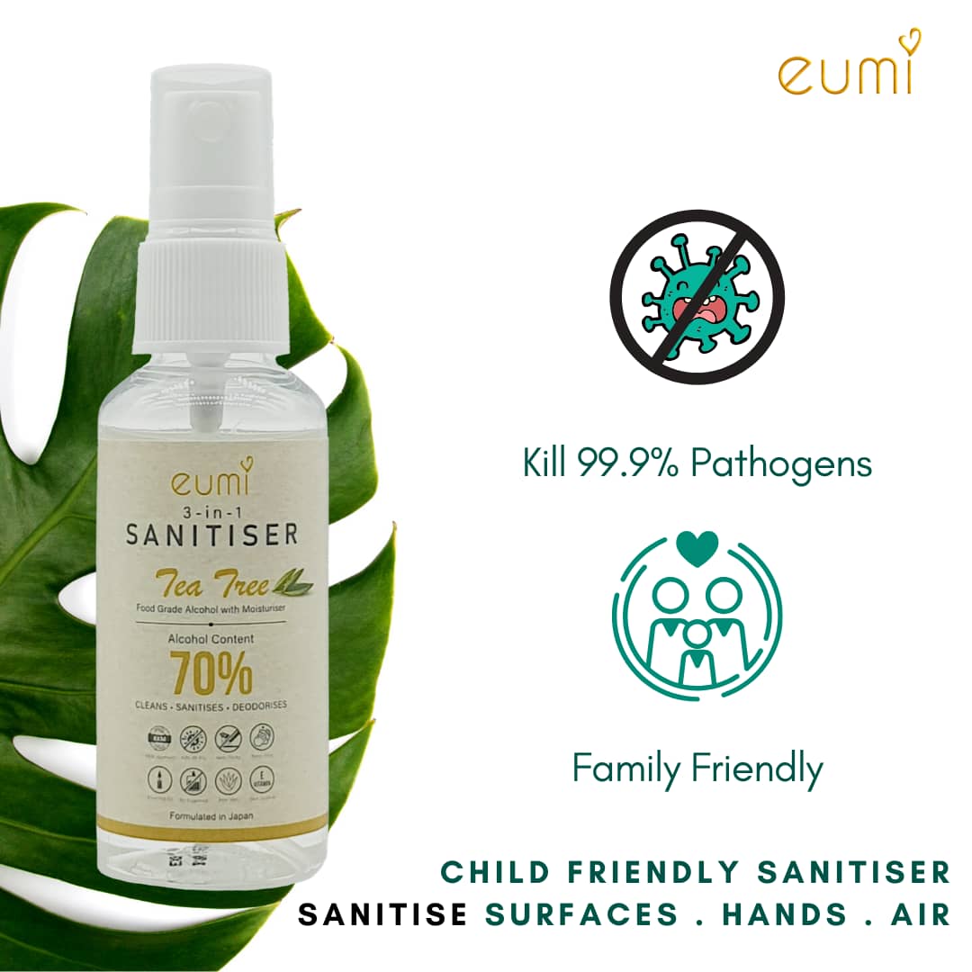 [Child Friendly] Eumi 3-in-1 Sanitiser 50ml - KKM Approved | Food Grade Alcohol | Natural Ingredients |