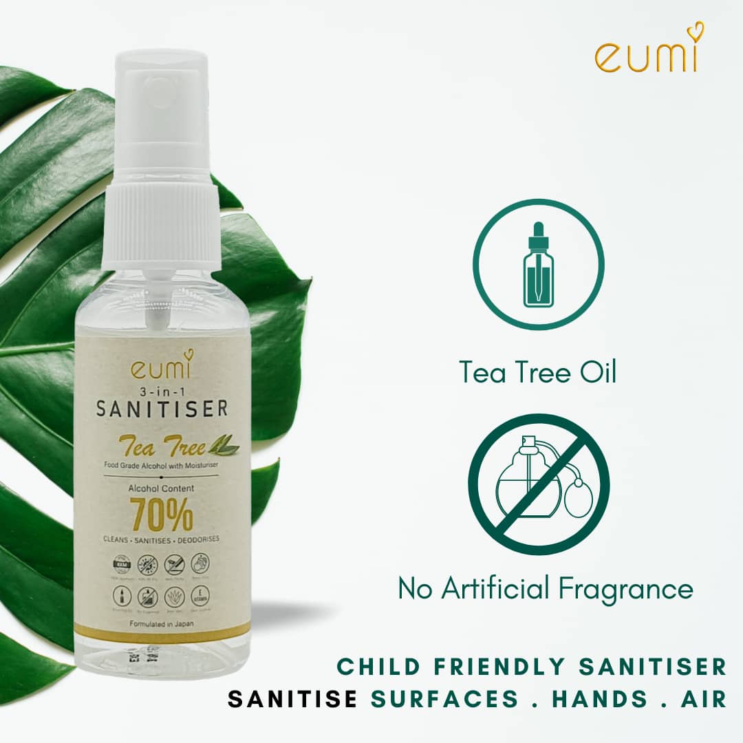 [Child Friendly] Eumi 3-in-1 Sanitiser 50ml - KKM Approved | Food Grade Alcohol | Natural Ingredients |