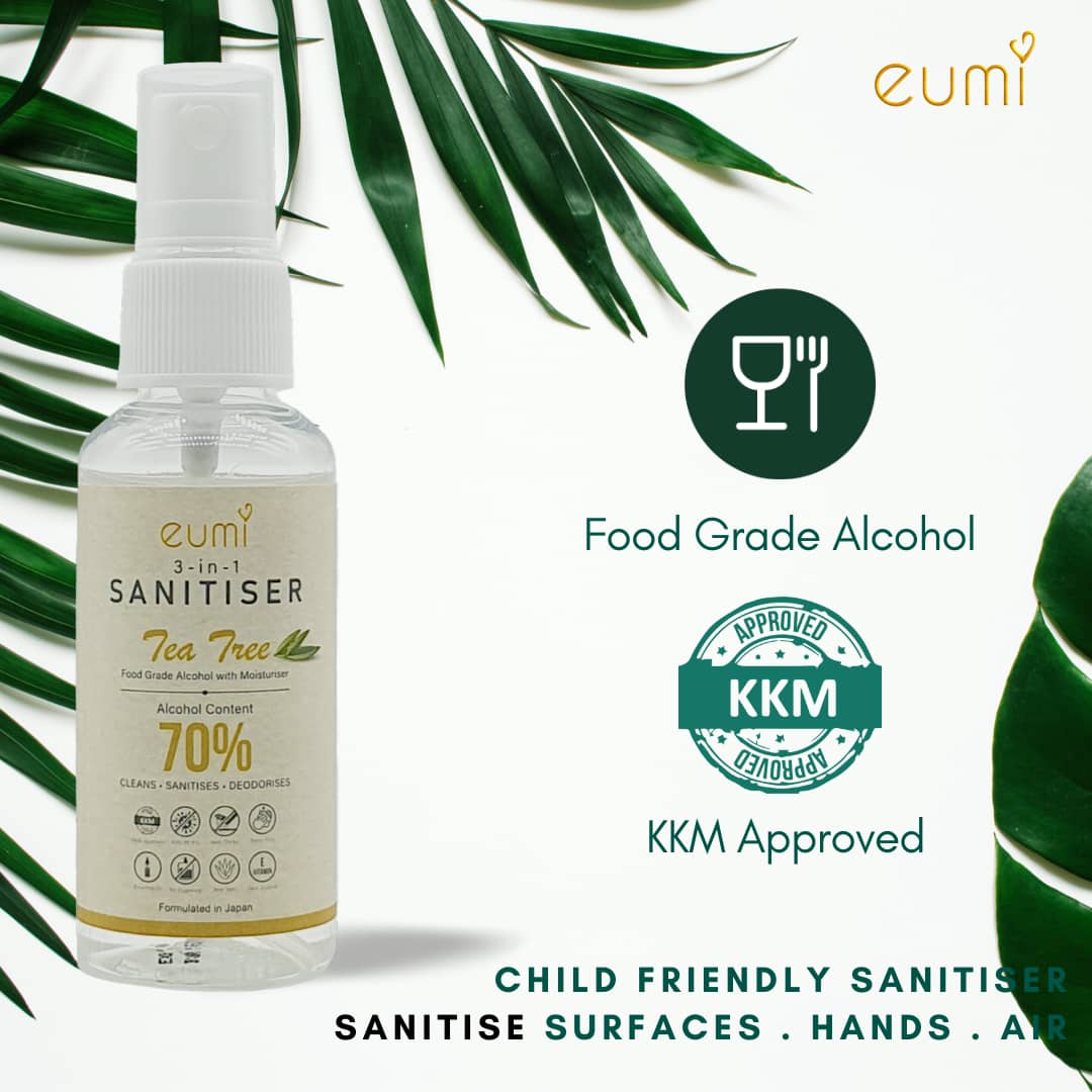 [Child Friendly] Eumi 3-in-1 Sanitiser 50ml - KKM Approved | Food Grade Alcohol | Natural Ingredients |
