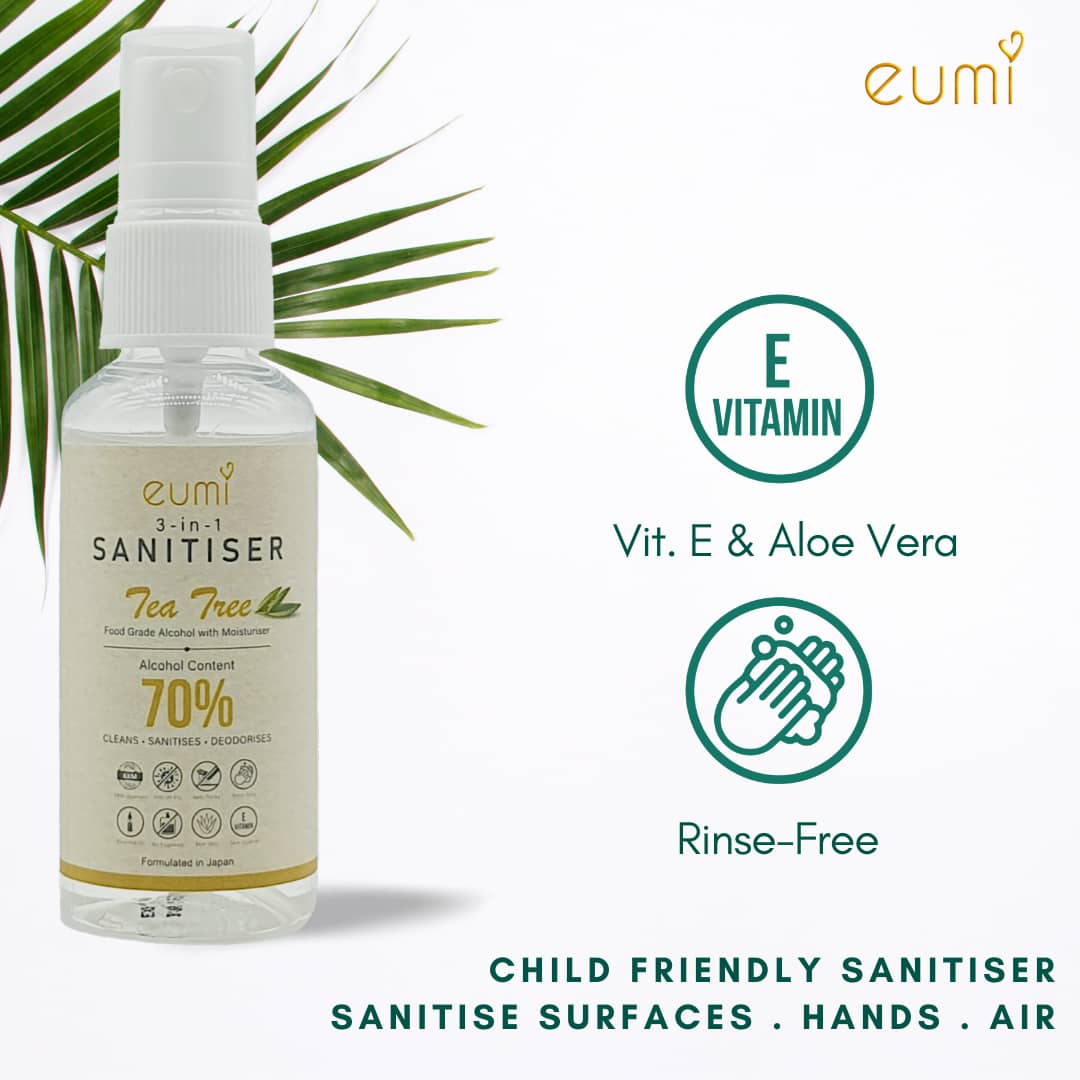 [Child Friendly] Eumi 3-in-1 Sanitiser 50ml - KKM Approved | Food Grade Alcohol | Natural Ingredients |