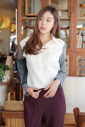 BM71234  TWO TONE TOP AS PICTURE