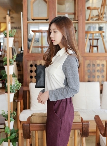 BM71234  TWO TONE TOP AS PICTURE