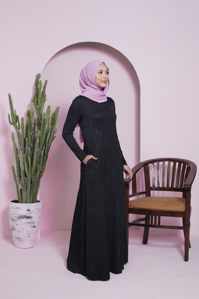 BM71239 ELEGANT GLITTER JUBAH BLACK
