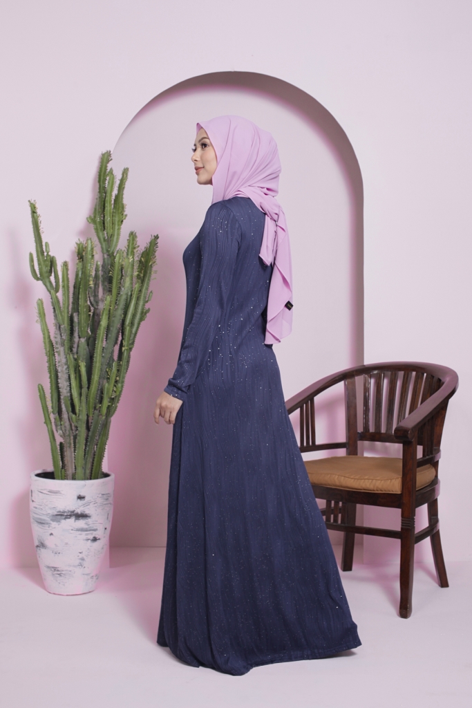 BM71239 ELEGANT GLITTER JUBAH NAVY BLUE