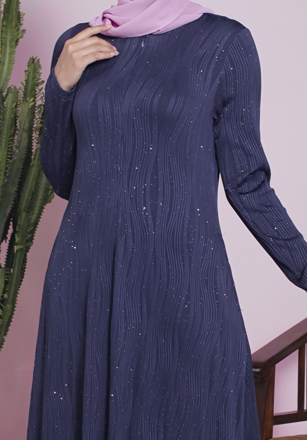 BM71239 ELEGANT GLITTER JUBAH NAVY BLUE