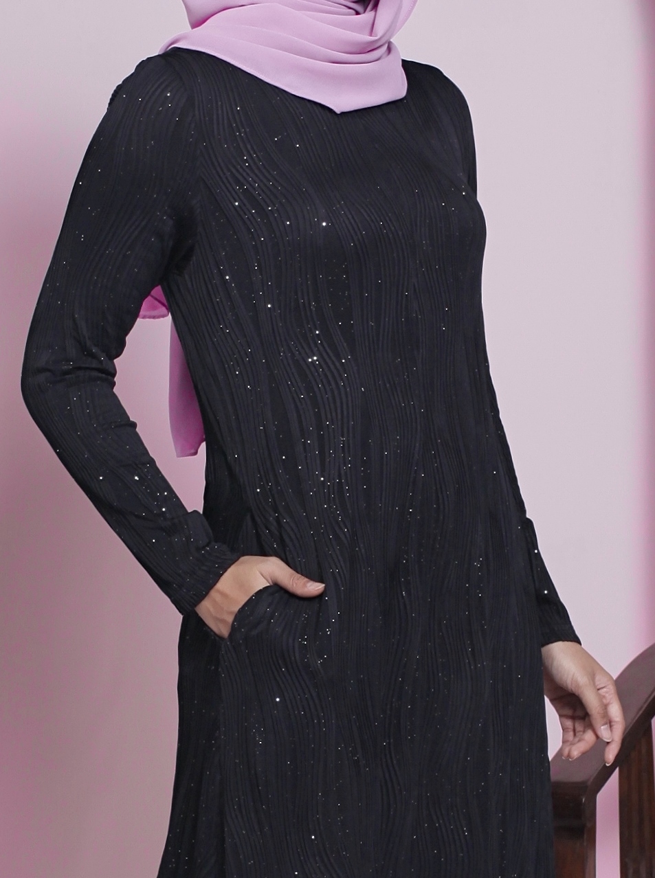 BM71239 ELEGANT GLITTER JUBAH BLACK