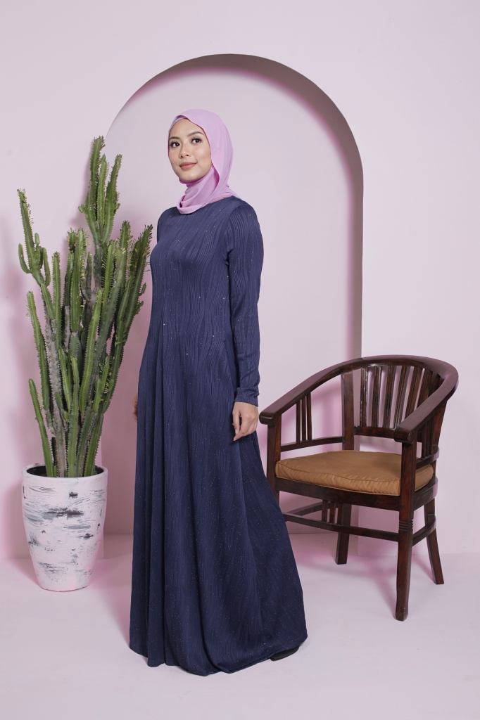 BM71239 ELEGANT GLITTER JUBAH NAVY BLUE