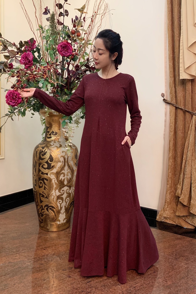 BM71241 GLITTER MODERN JUBAH MAROON