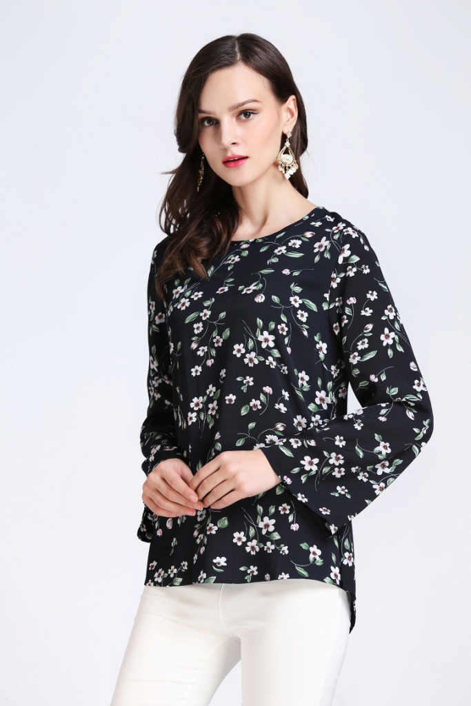 BM71245 FLORAL PRINTED TOP BLACK