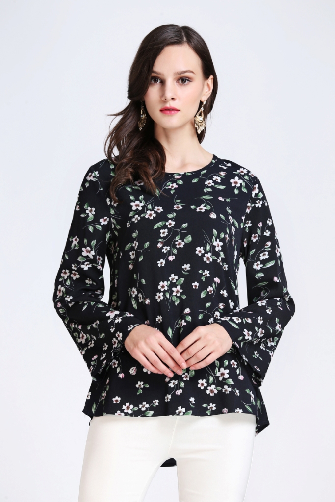 BM71245 FLORAL PRINTED TOP BLACK