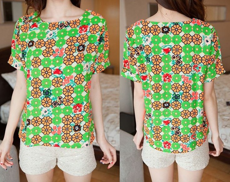 BM71255 CASUAL PRINTED TOP GREEN
